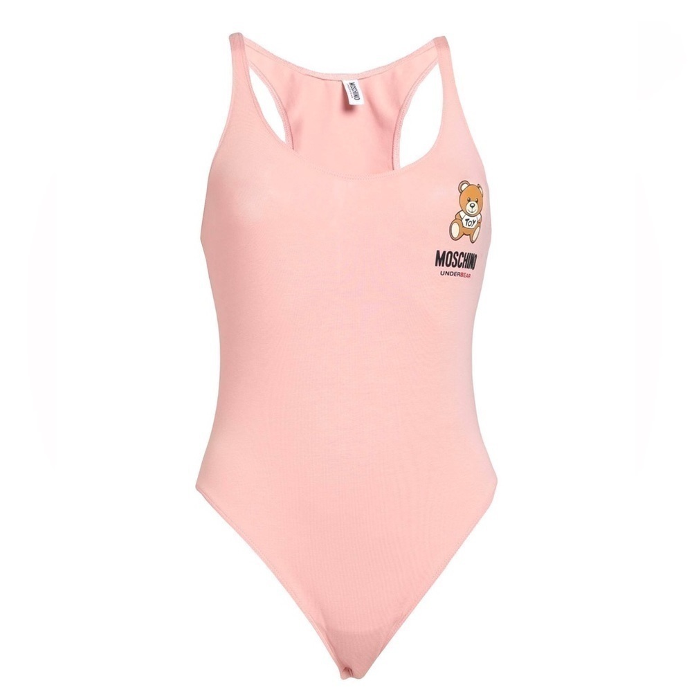 Moschino Pink Jersey Stretch Logo bodysuit size Small